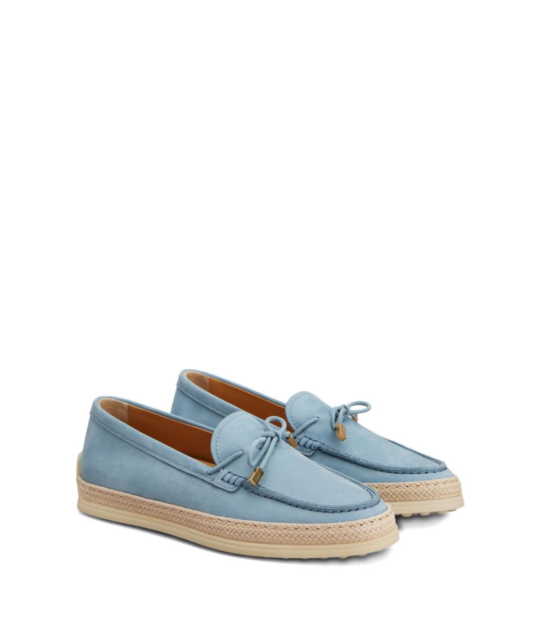 TOD'S Голубые кожаные лоферы, фото 4