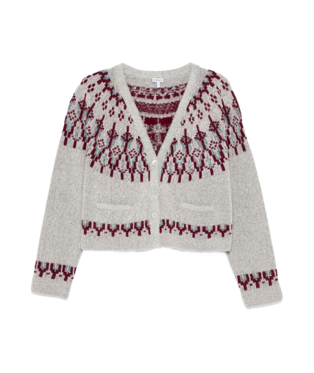 LOEWE Серый шерстяной кардиган, фото 1
