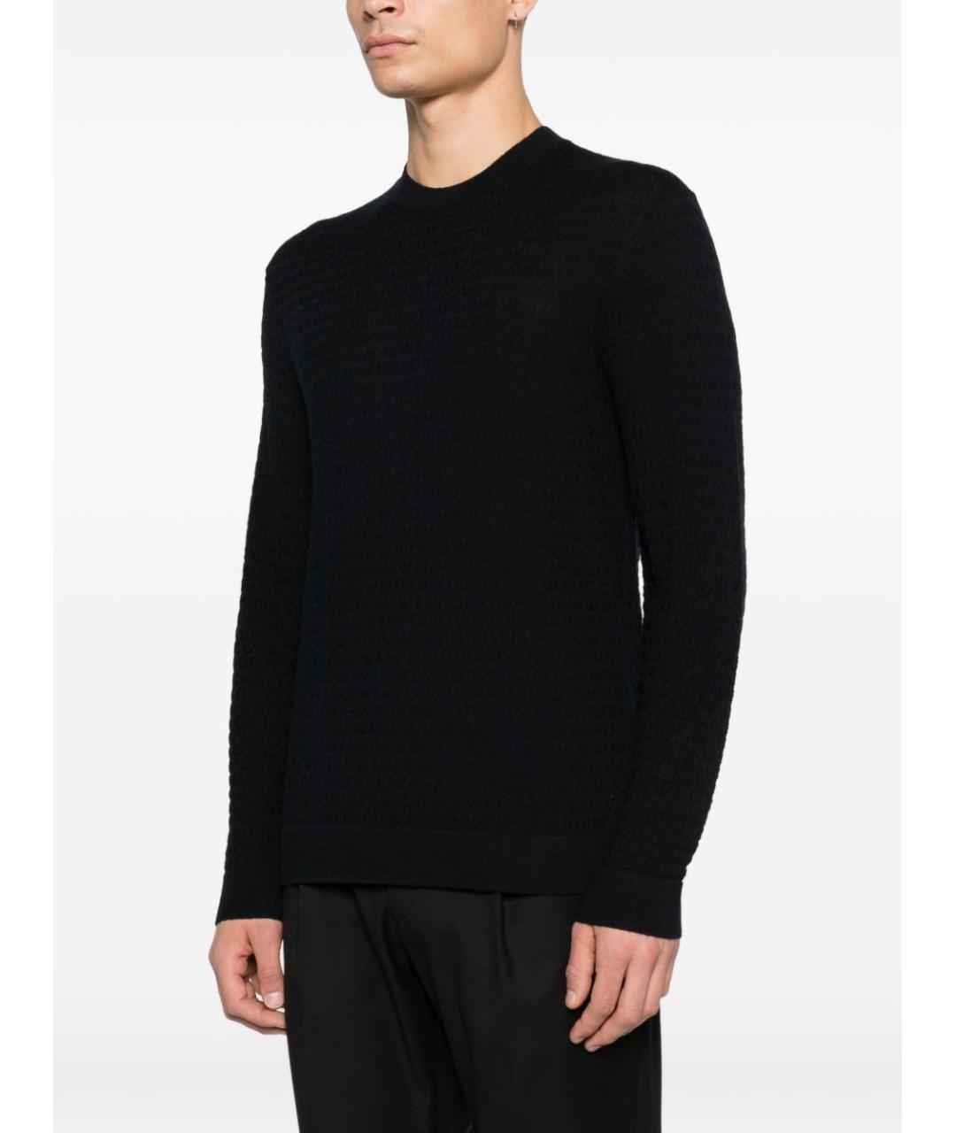EMPORIO ARMANI Темно-синий шерстяной джемпер / свитер, фото 3