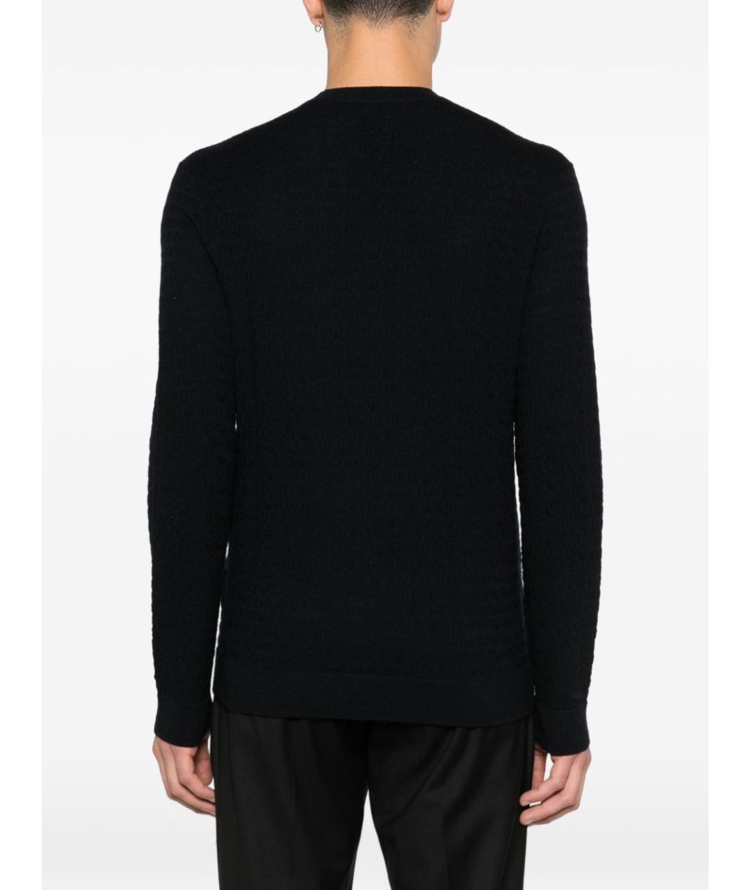 EMPORIO ARMANI Темно-синий шерстяной джемпер / свитер, фото 5