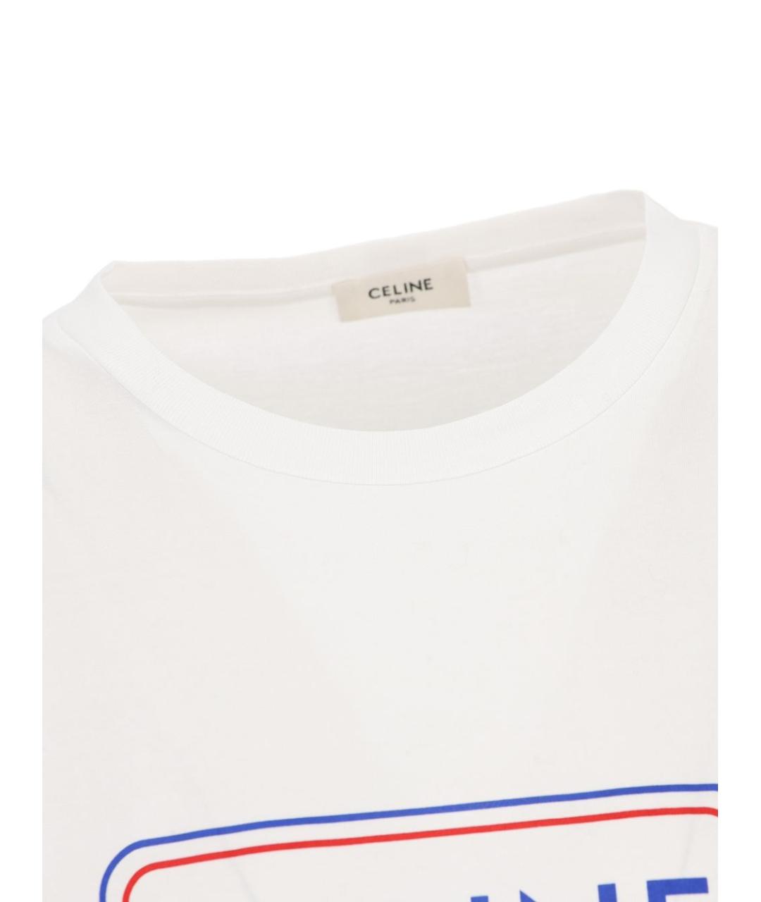 CELINE Белая хлопковая футболка, фото 3