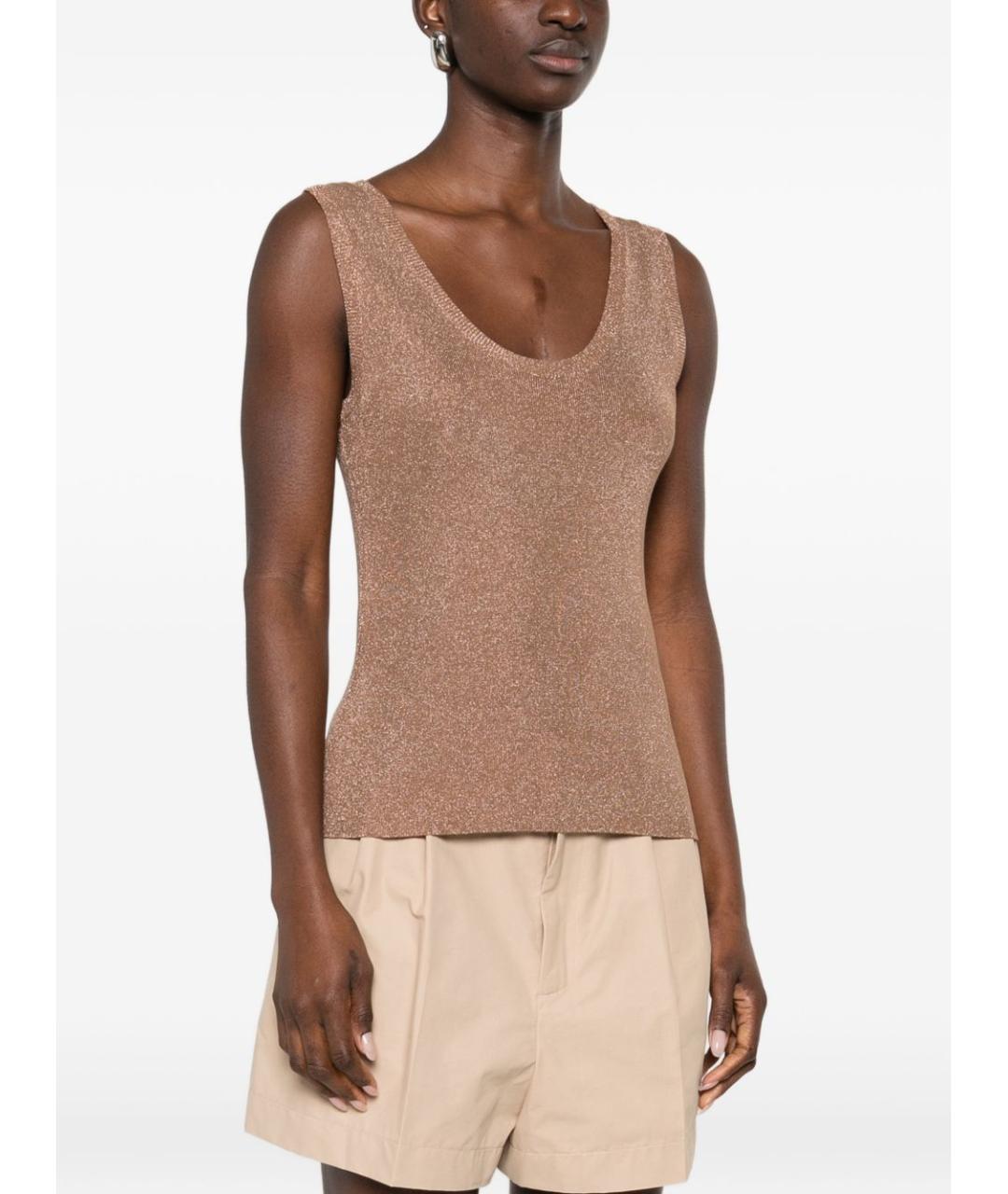 FABIANA FILIPPI Коричневая вискозная майка, фото 3