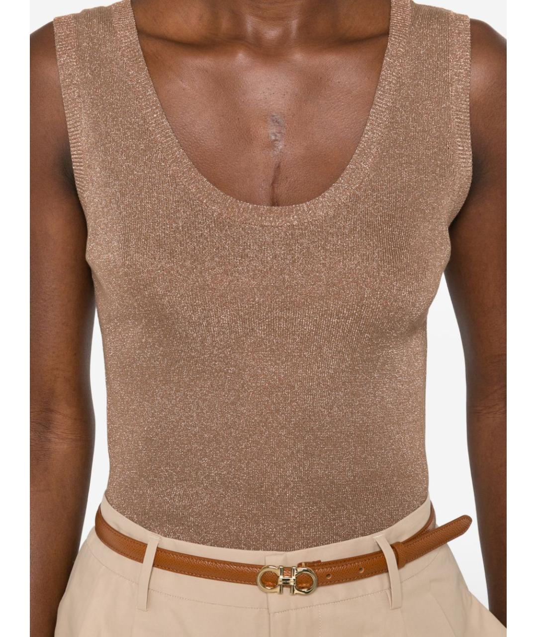 FABIANA FILIPPI Коричневая вискозная майка, фото 2