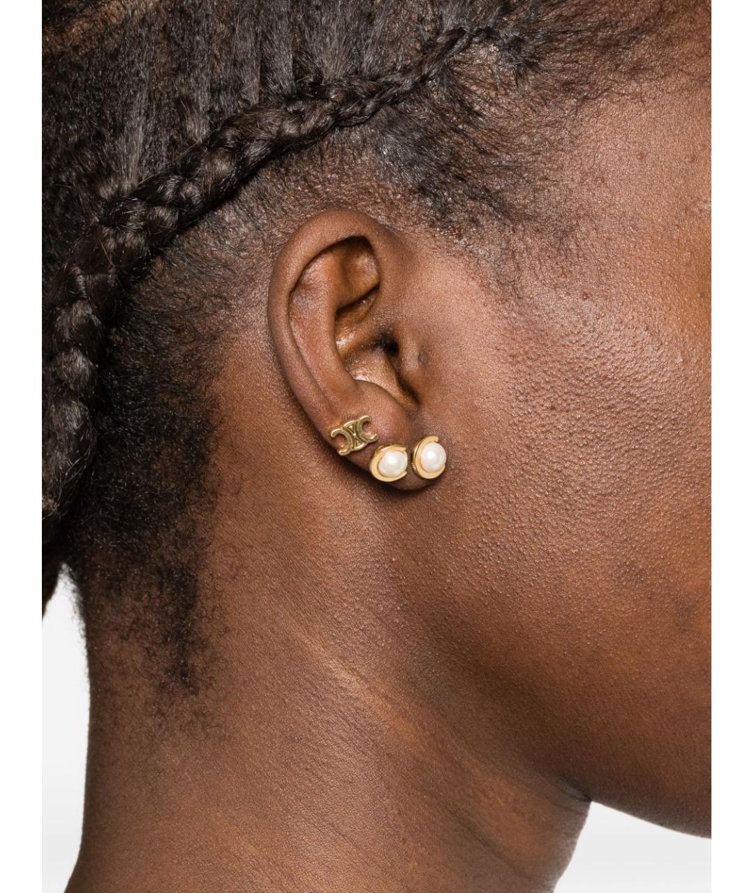 CELINE Золотые металлические серьги, фото 3