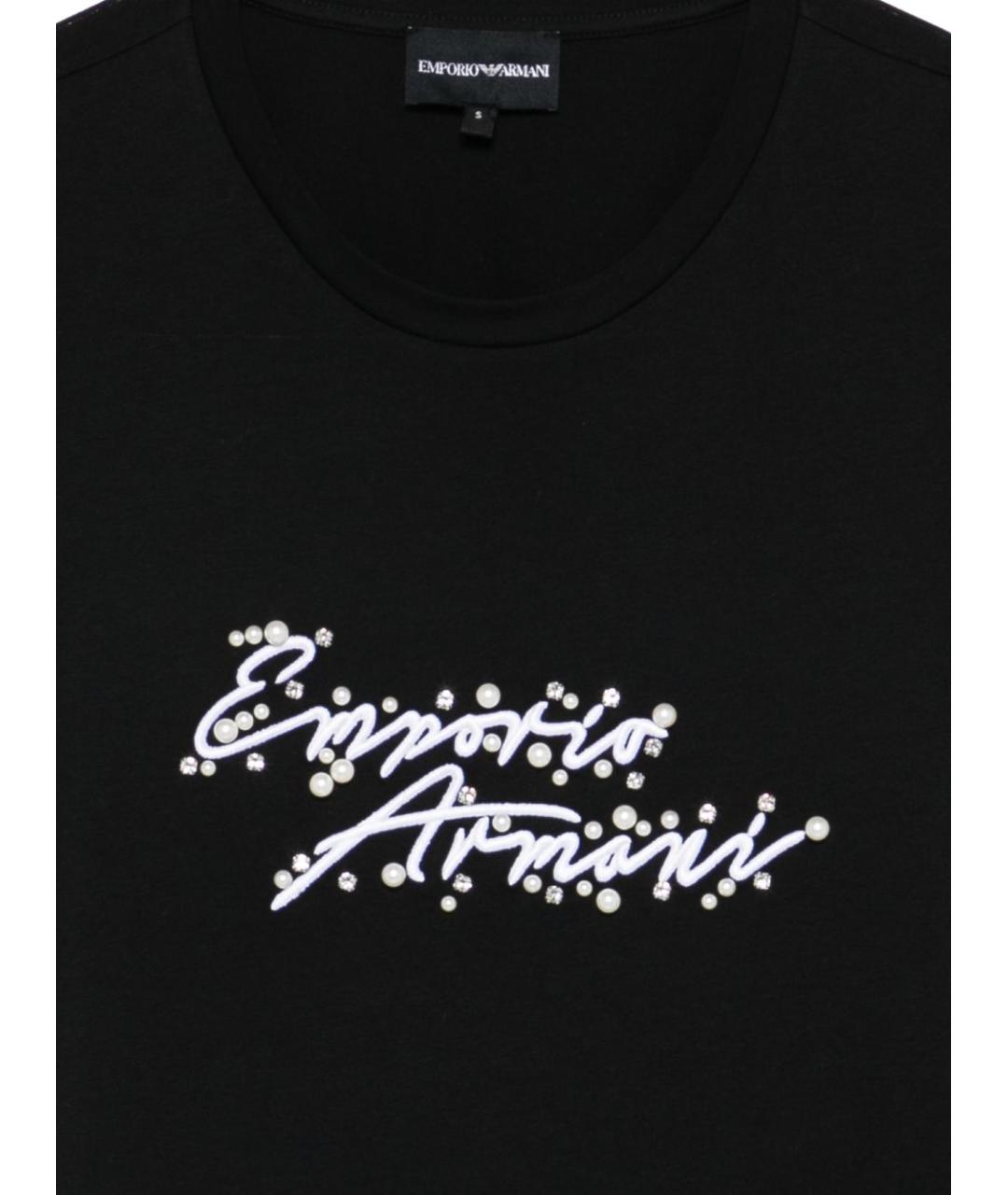 EMPORIO ARMANI Черная хлопковая футболка, фото 3