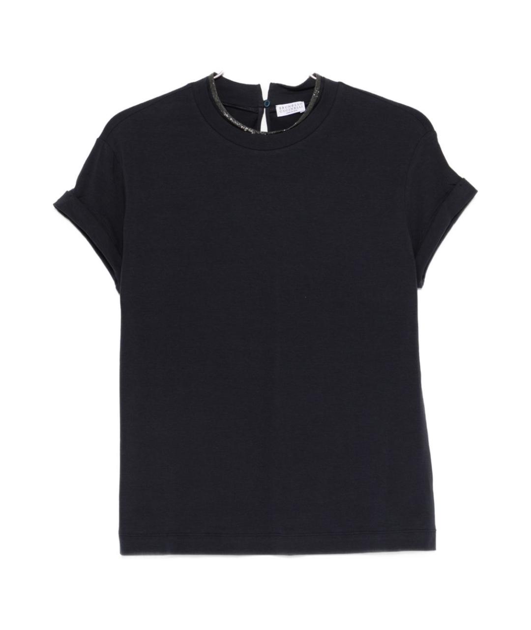 BRUNELLO CUCINELLI Темно-синяя хлопковая футболка, фото 1