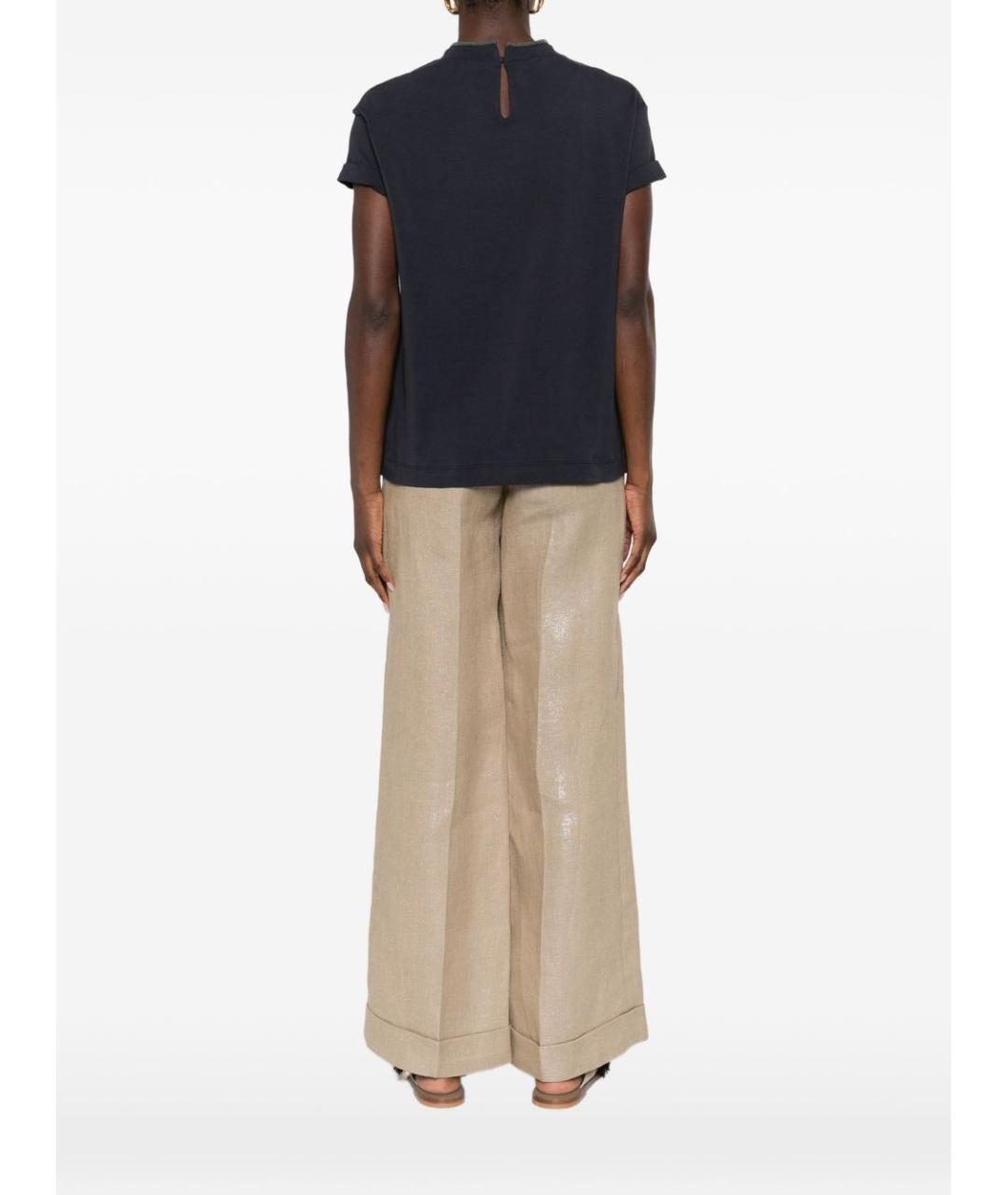 BRUNELLO CUCINELLI Темно-синяя хлопковая футболка, фото 3