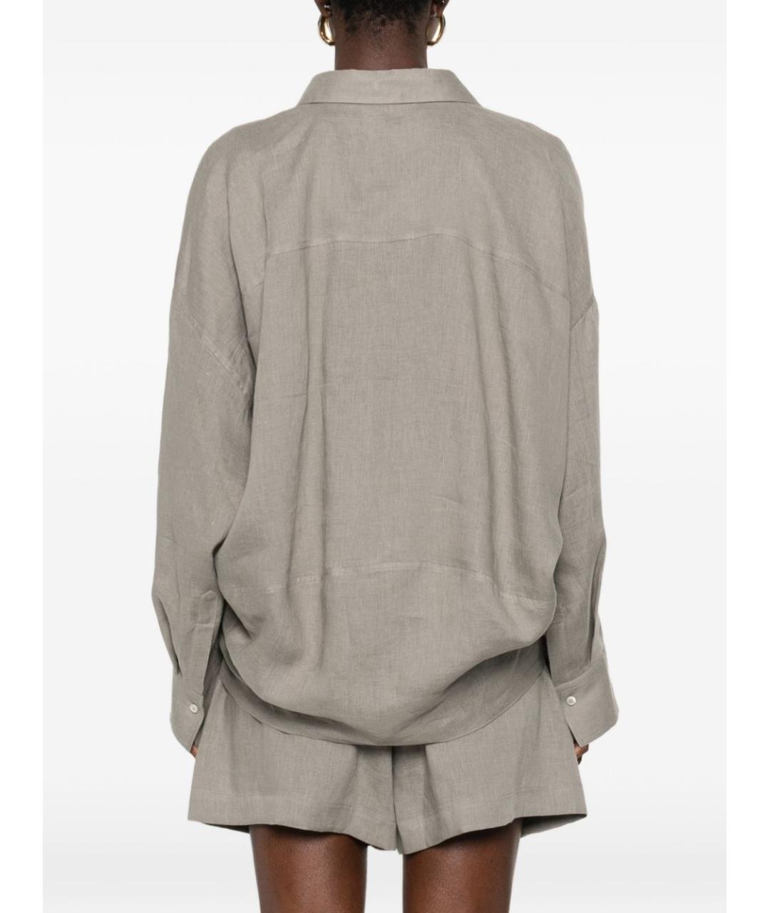 BRUNELLO CUCINELLI Хаки льняная рубашка, фото 5