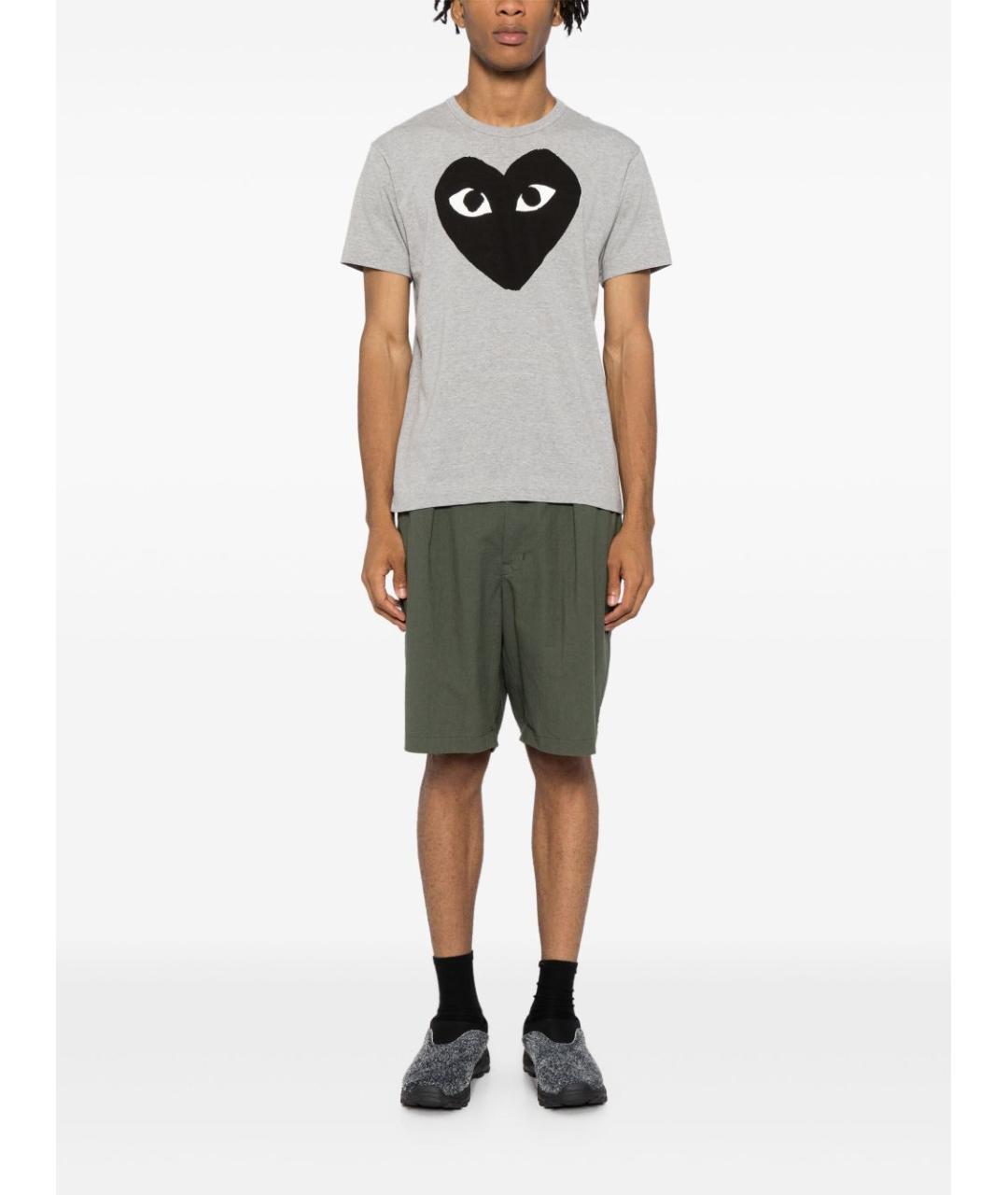 COMME DES GARÇONS Серая хлопковая футболка, фото 2