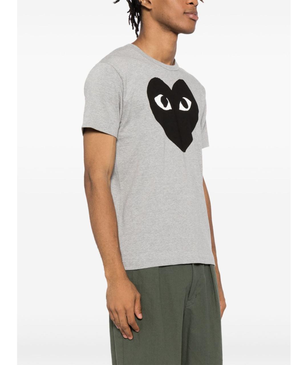 COMME DES GARÇONS Серая хлопковая футболка, фото 5