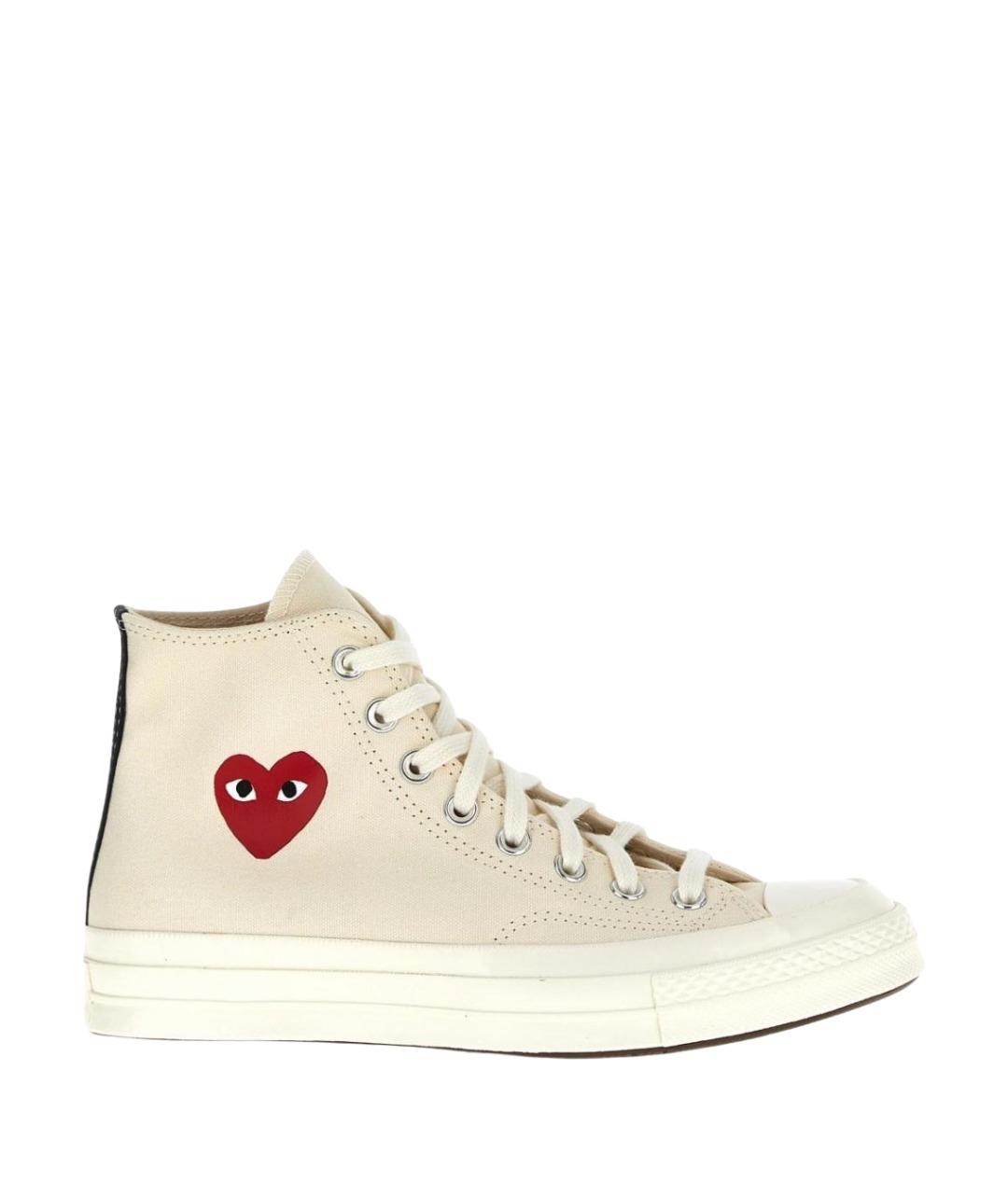 COMME DES GARÇONS Бежевые текстильные высокие кроссовки / кеды, фото 1