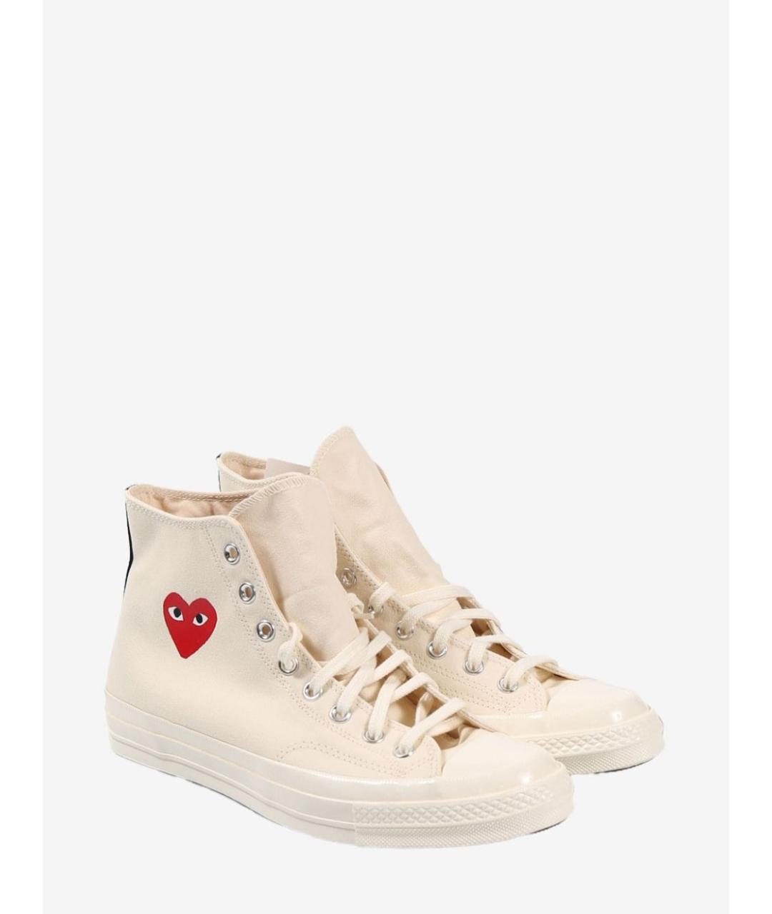 COMME DES GARÇONS Бежевые текстильные высокие кроссовки / кеды, фото 3