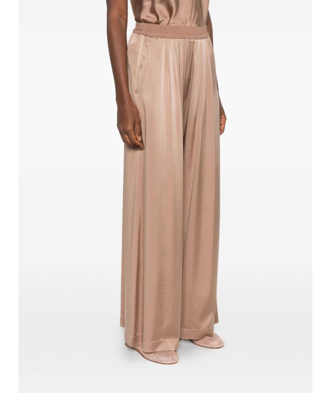 FORTE FORTE Коричневые шелковые прямые брюки, фото 2