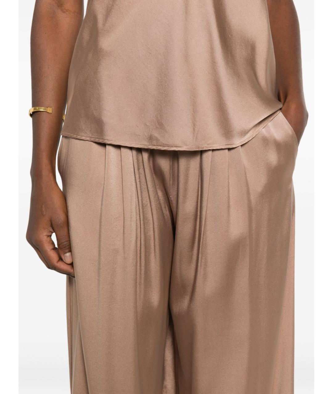 FORTE FORTE Коричневые шелковые прямые брюки, фото 5