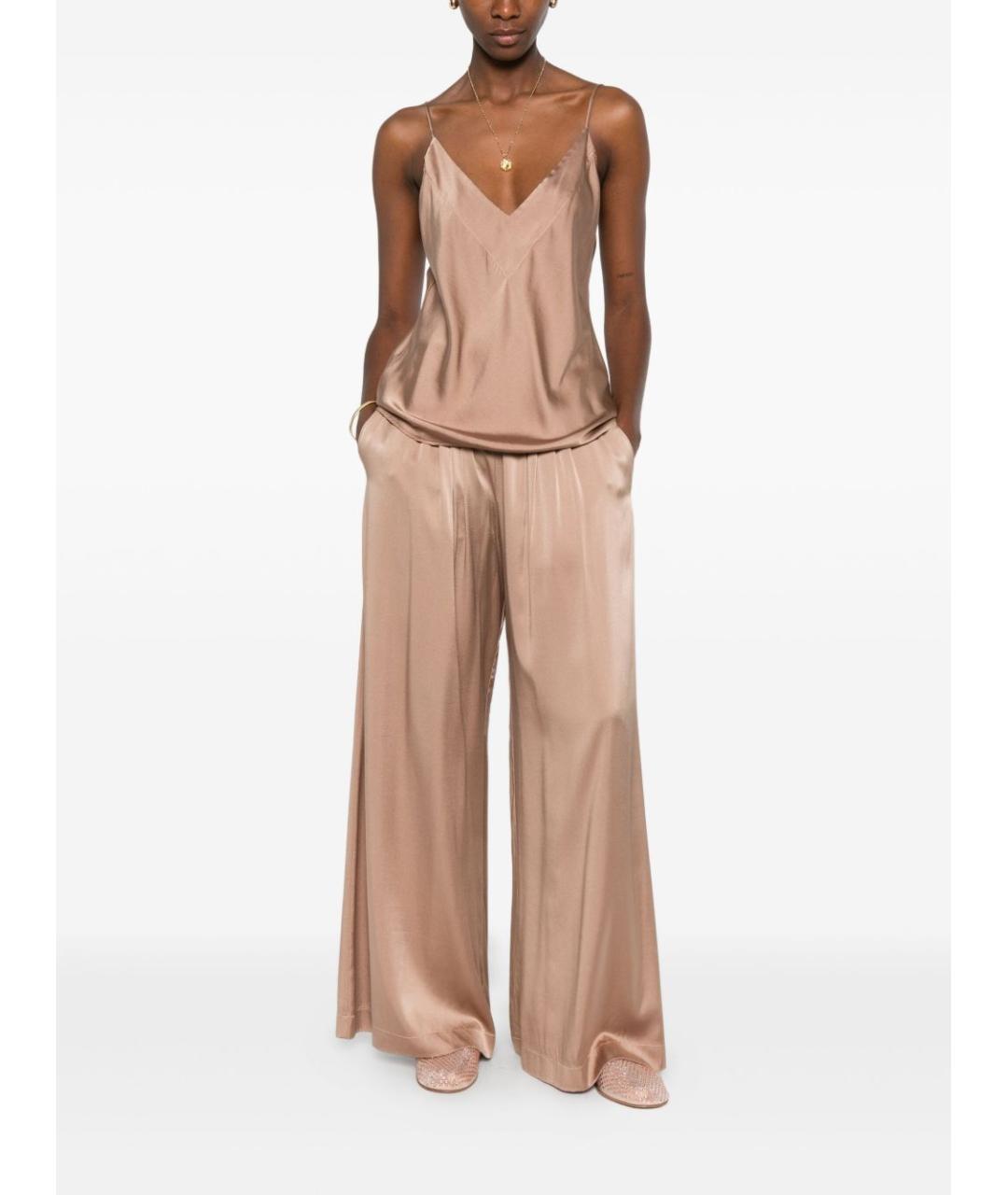 FORTE FORTE Коричневые шелковые прямые брюки, фото 4