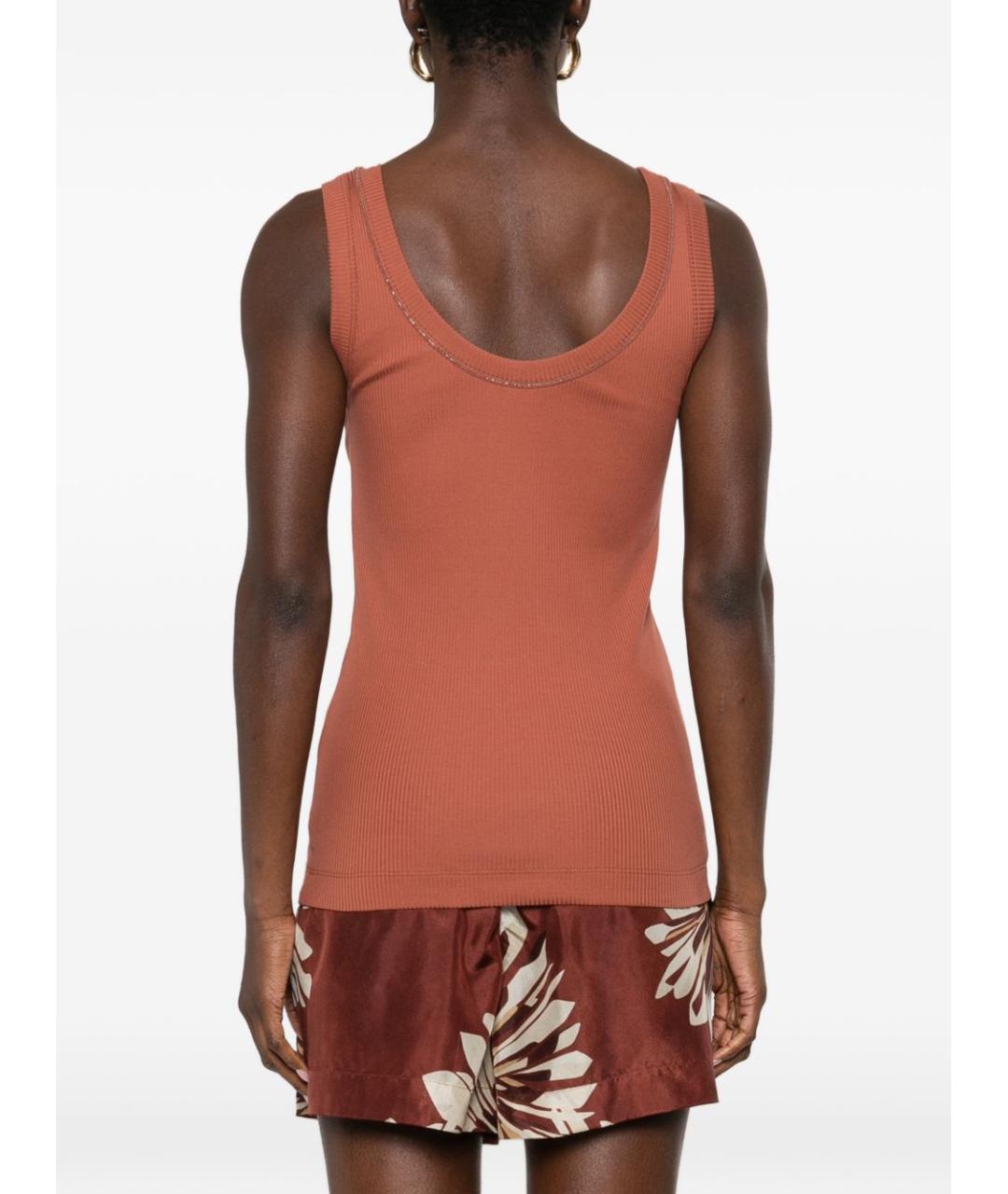 BRUNELLO CUCINELLI Оранжевая хлопковая майка, фото 3