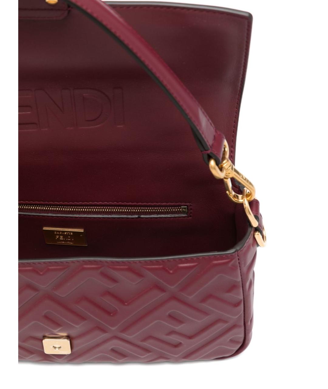 FENDI Бордовая кожаная сумка через плечо, фото 3