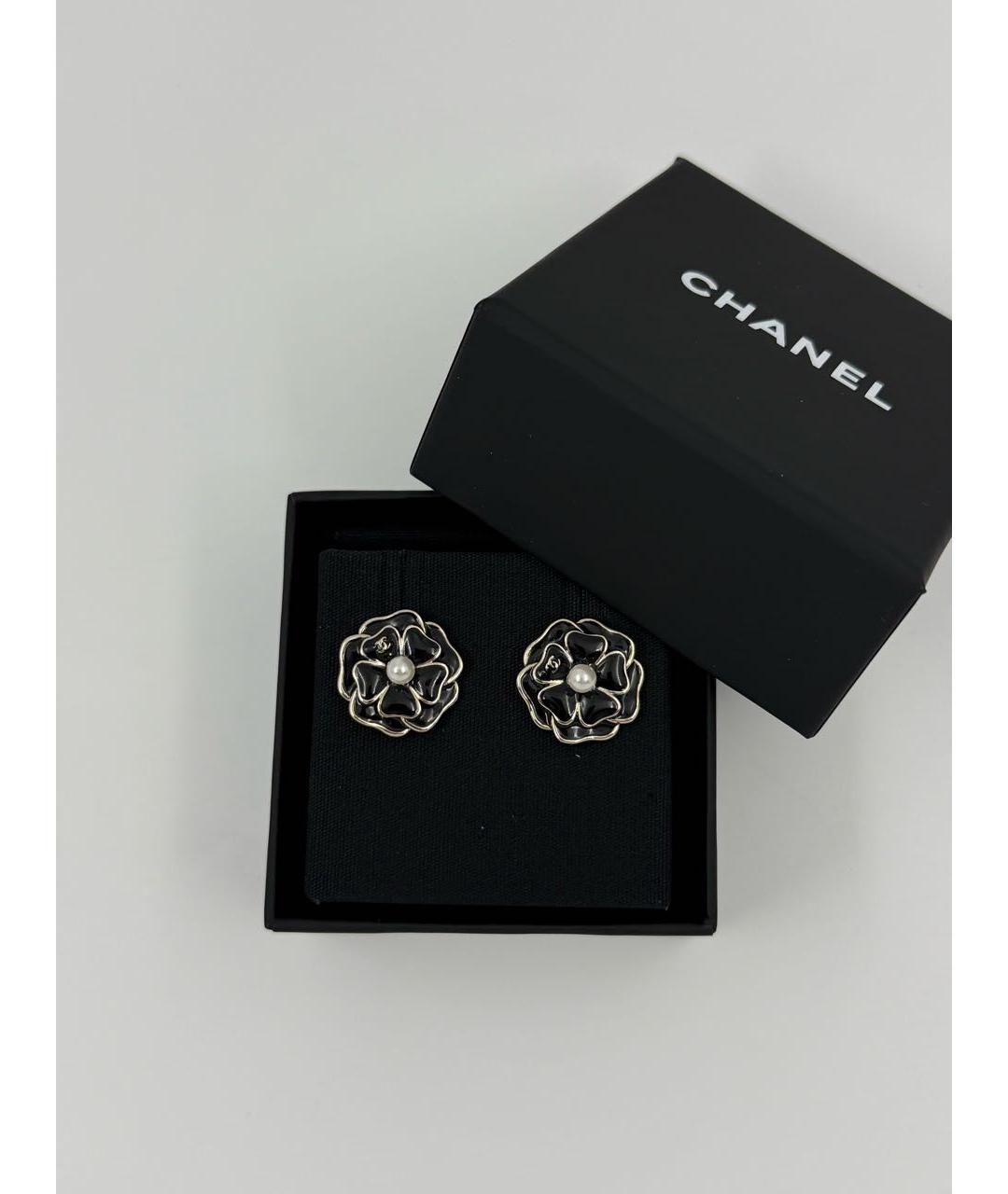CHANEL Черные металлические серьги, фото 6