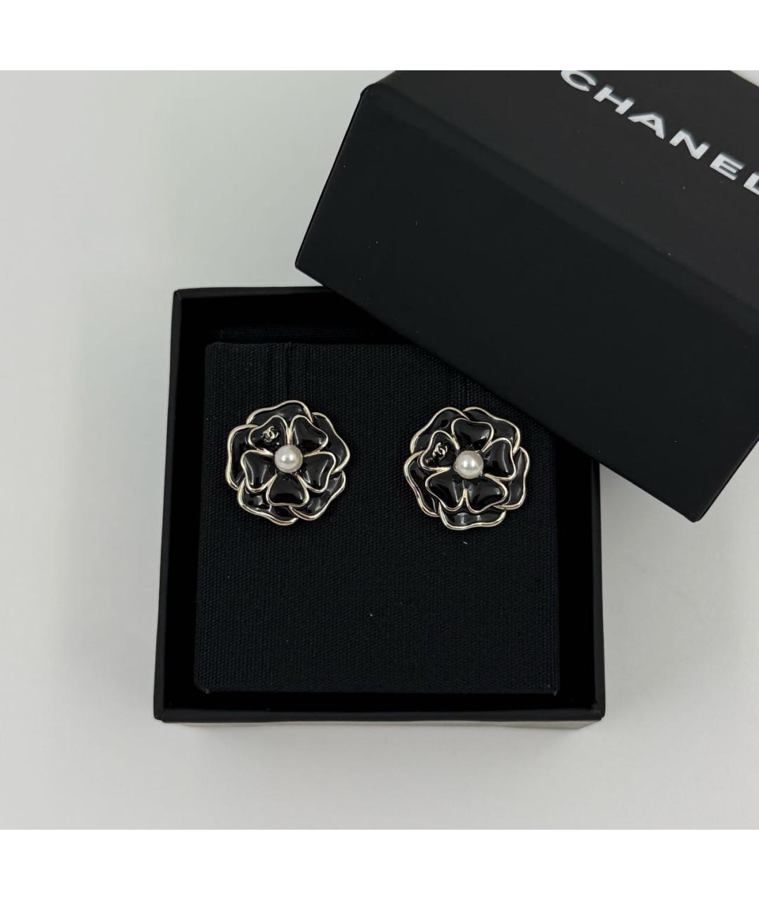 CHANEL Черные металлические серьги, фото 3