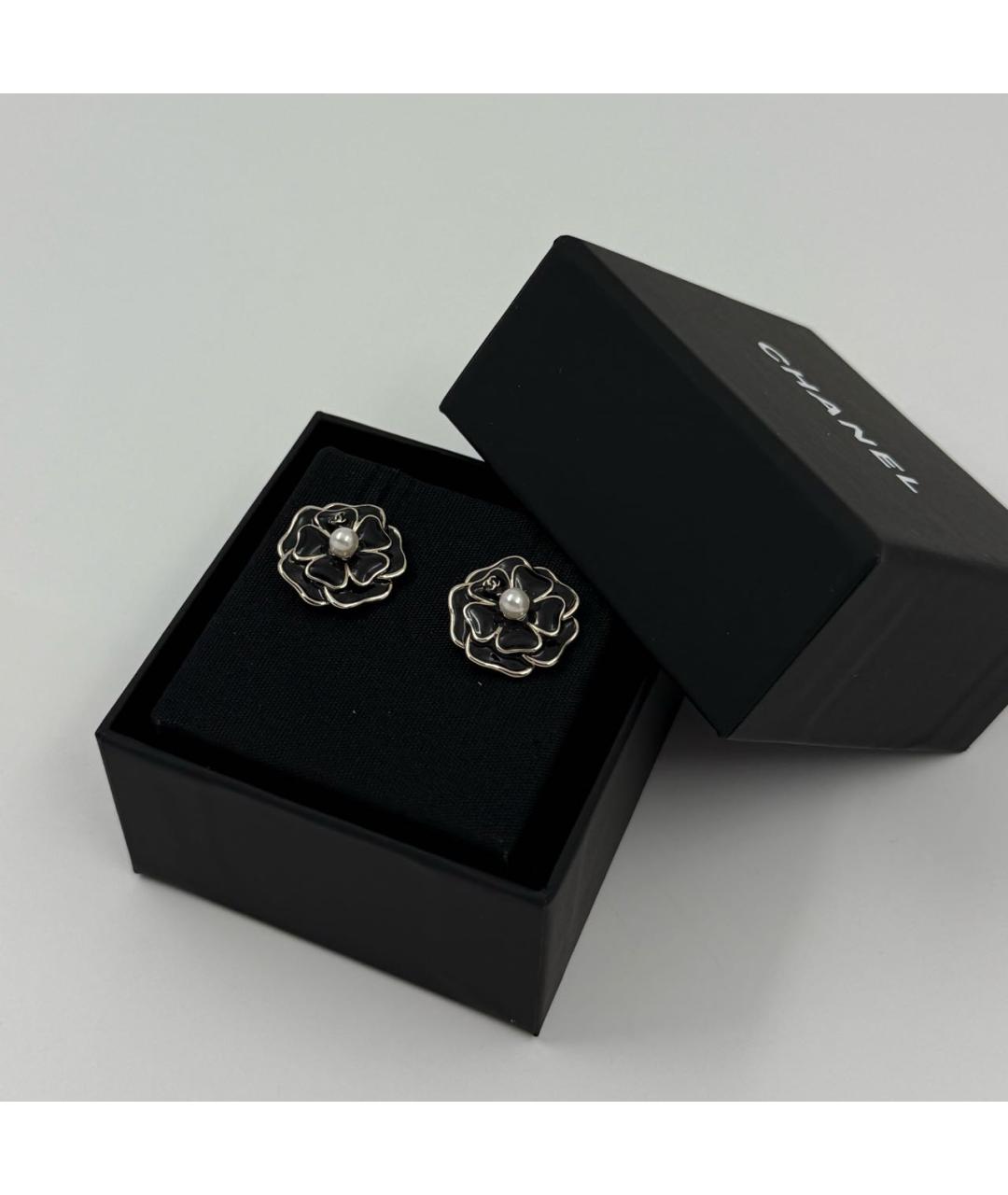 CHANEL Черные металлические серьги, фото 5