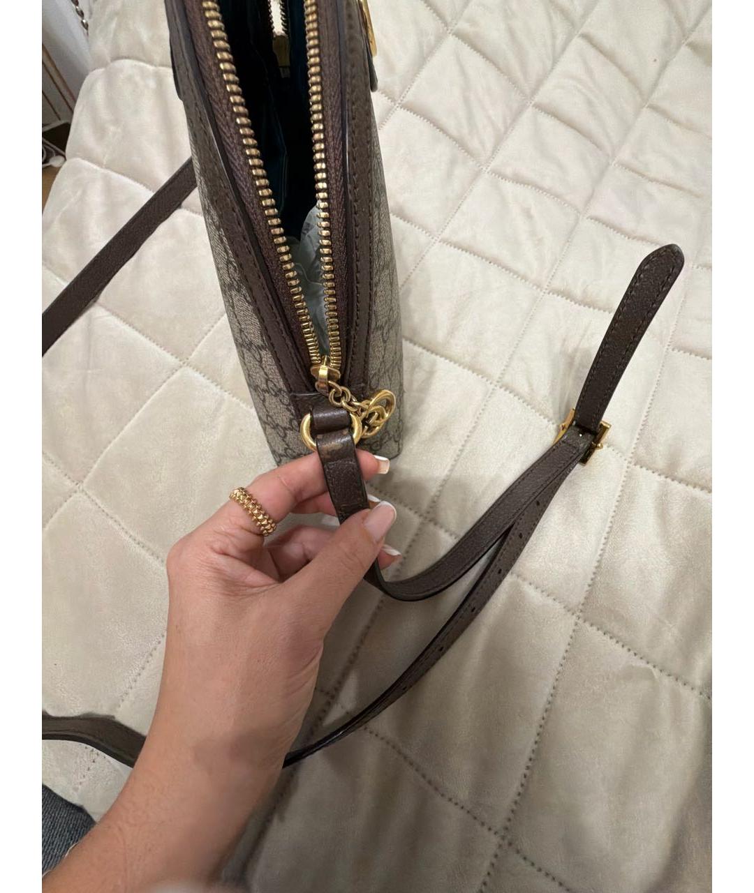 GUCCI Антрацитовая кожаная сумка через плечо, фото 6