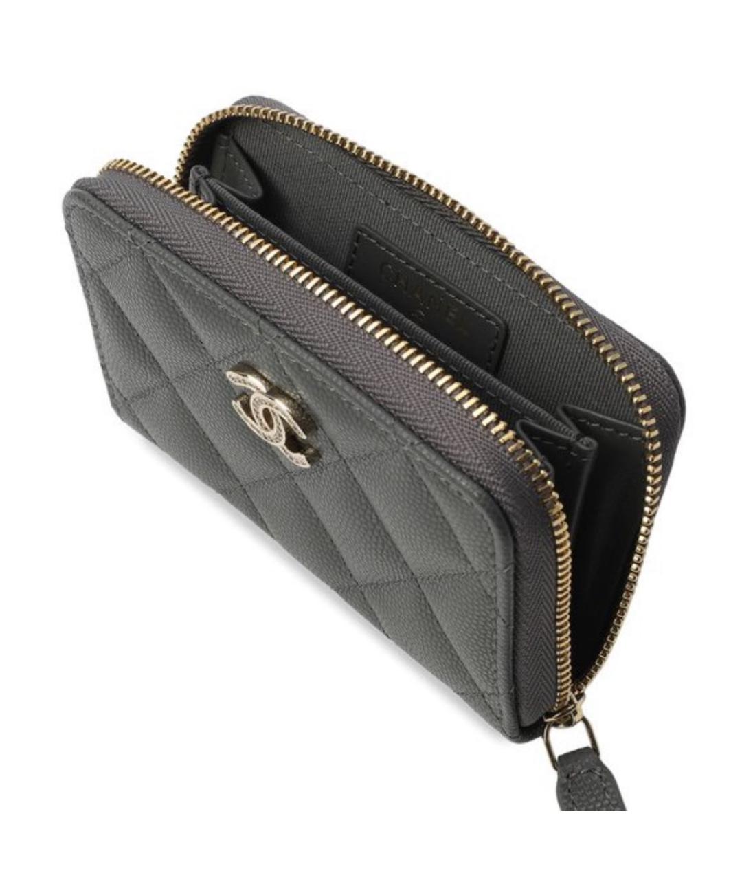 CHANEL Антрацитовый кожаный кошелек, фото 3