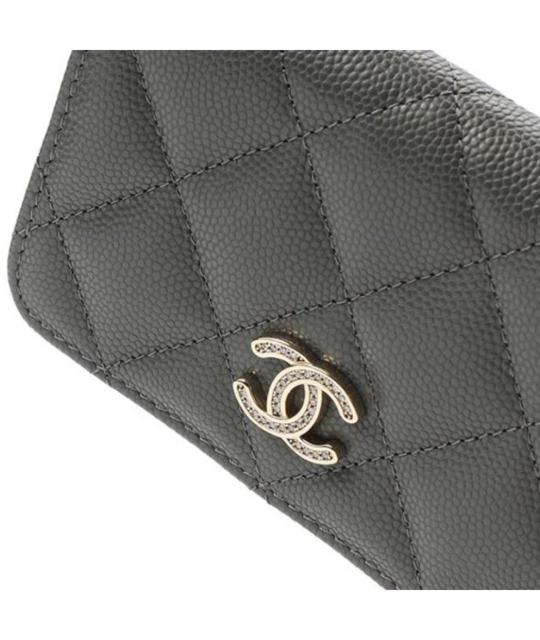 CHANEL Антрацитовый кожаный кошелек, фото 4