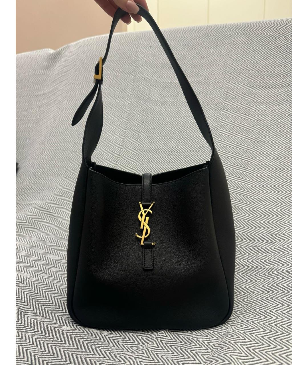 SAINT LAURENT Черная кожаная сумка с короткими ручками, фото 5