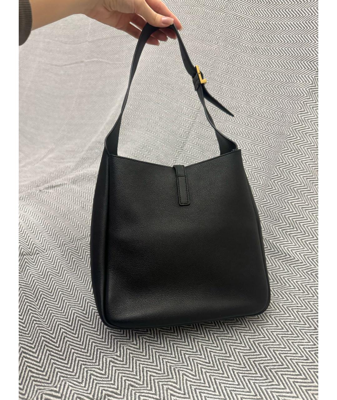 SAINT LAURENT Черная кожаная сумка с короткими ручками, фото 3