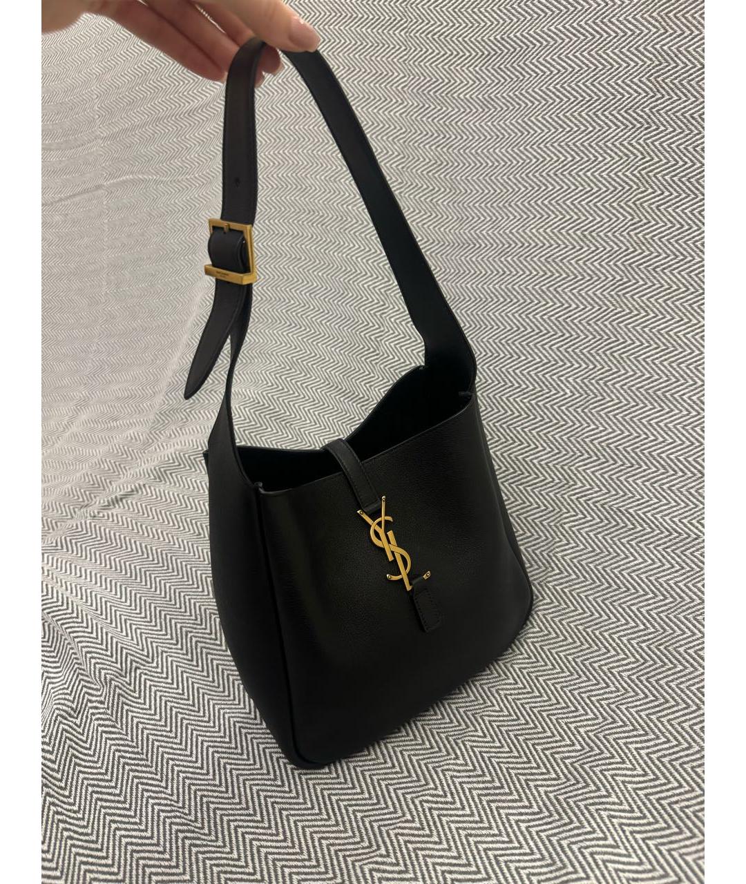 SAINT LAURENT Черная кожаная сумка с короткими ручками, фото 2