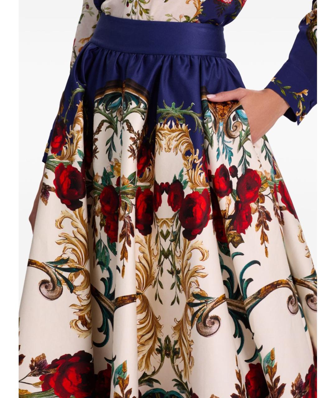 ALICE+OLIVIA Мульти хлопковая юбка миди, фото 3