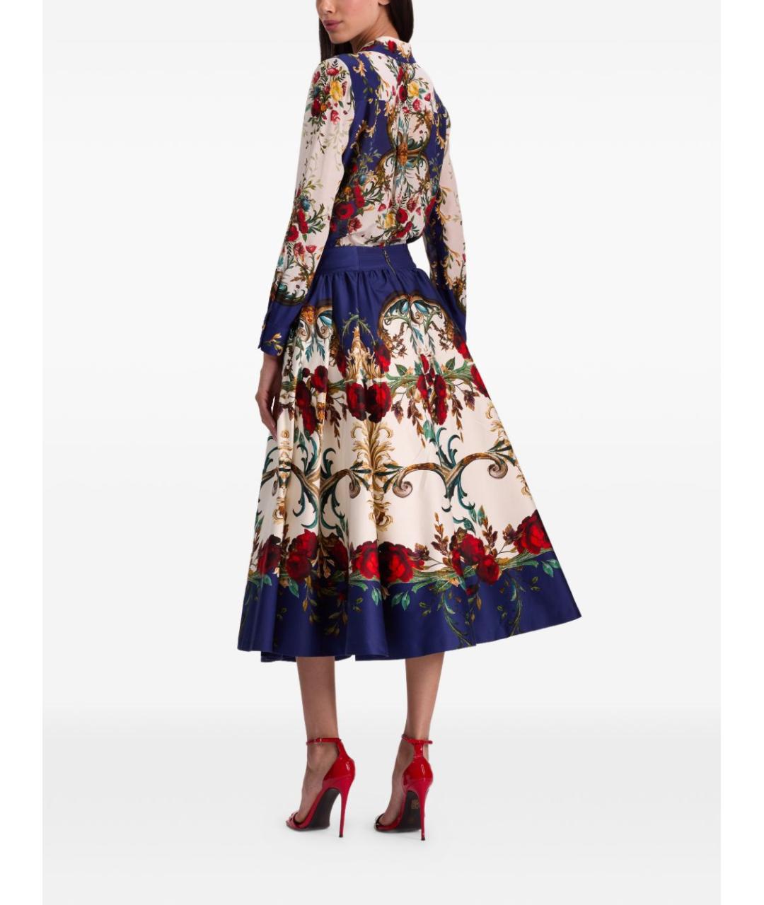 ALICE+OLIVIA Мульти хлопковая юбка миди, фото 2