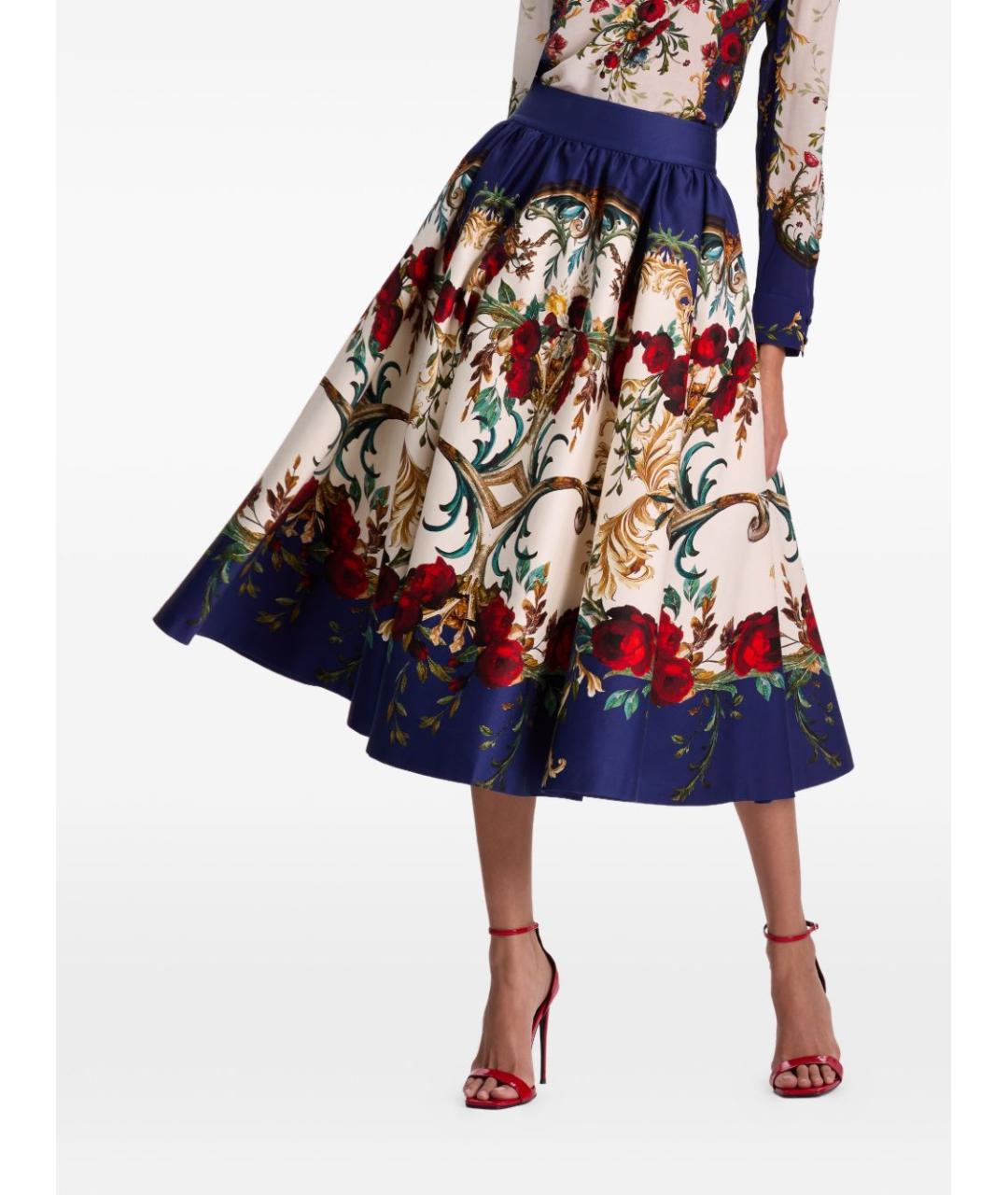 ALICE+OLIVIA Мульти хлопковая юбка миди, фото 5