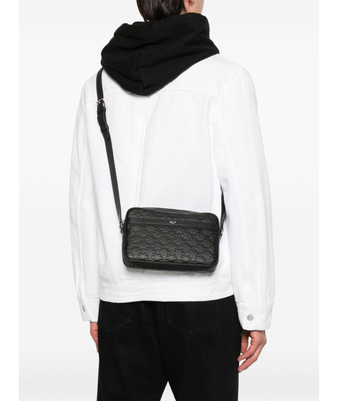 CELINE Черная кожаная сумка на плечо, фото 4