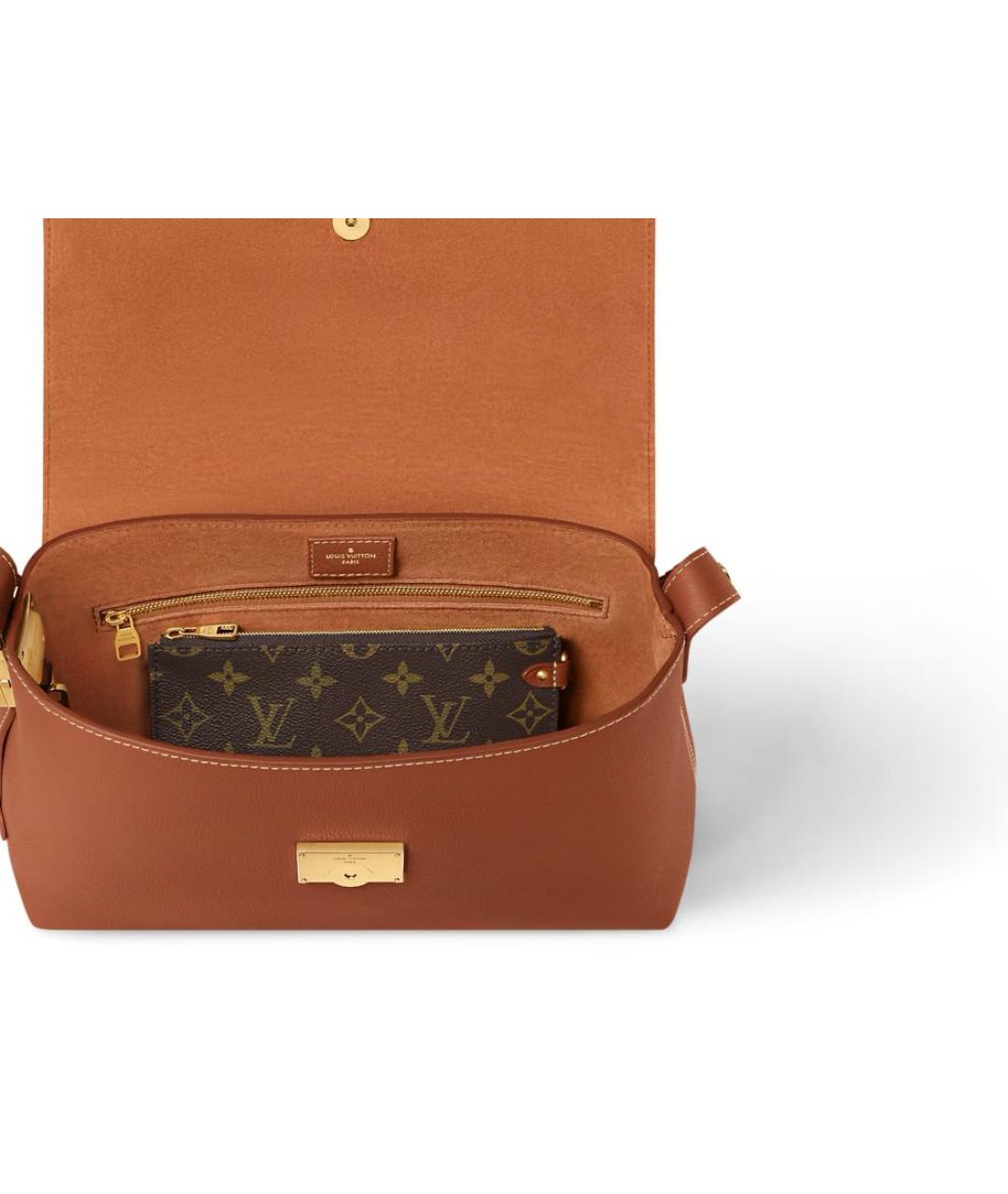 LOUIS VUITTON Коричневая кожаная сумка через плечо, фото 3