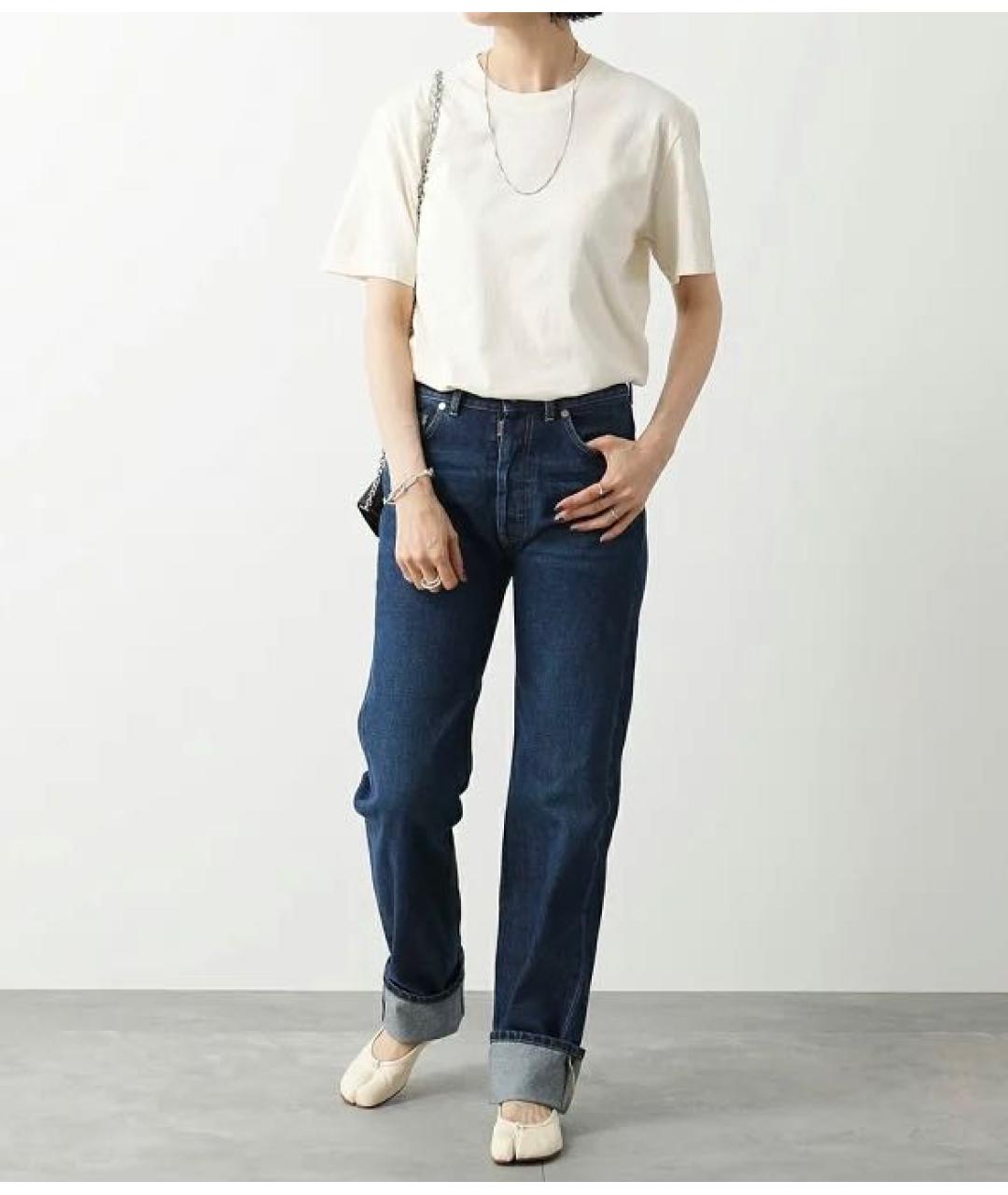 MAISON MARGIELA Синие хлопковые прямые джинсы, фото 5