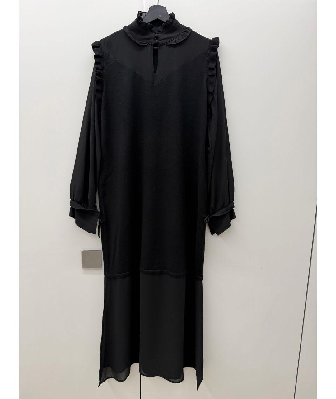 TWIN-SET Черное вискозное платье, фото 6