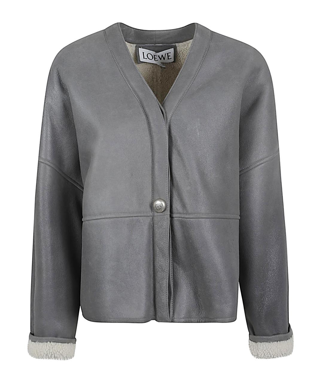 LOEWE Серая кожаная куртка, фото 1