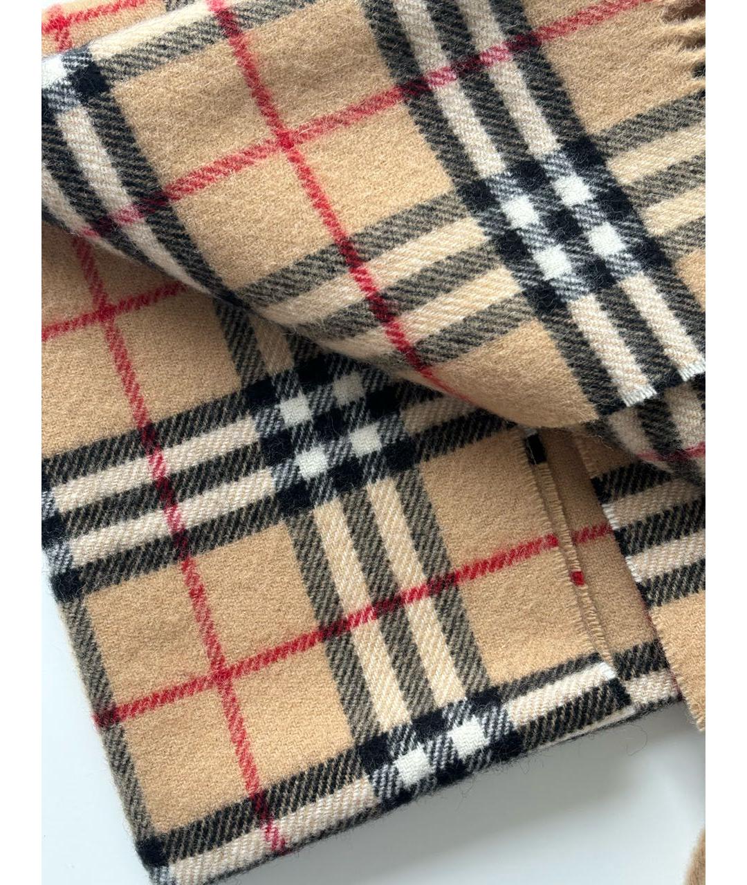 BURBERRY Коричневый шерстяной шарф, фото 2