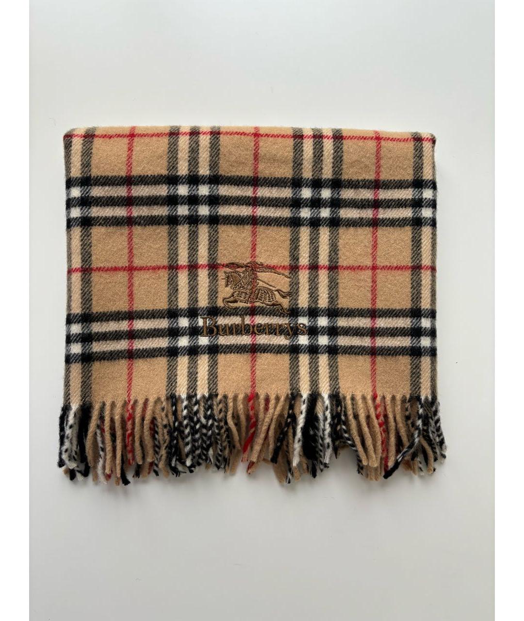 BURBERRY Коричневый шерстяной шарф, фото 5