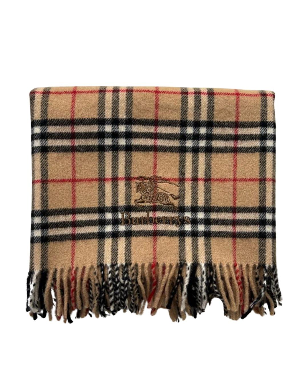 BURBERRY Коричневый шерстяной шарф, фото 1