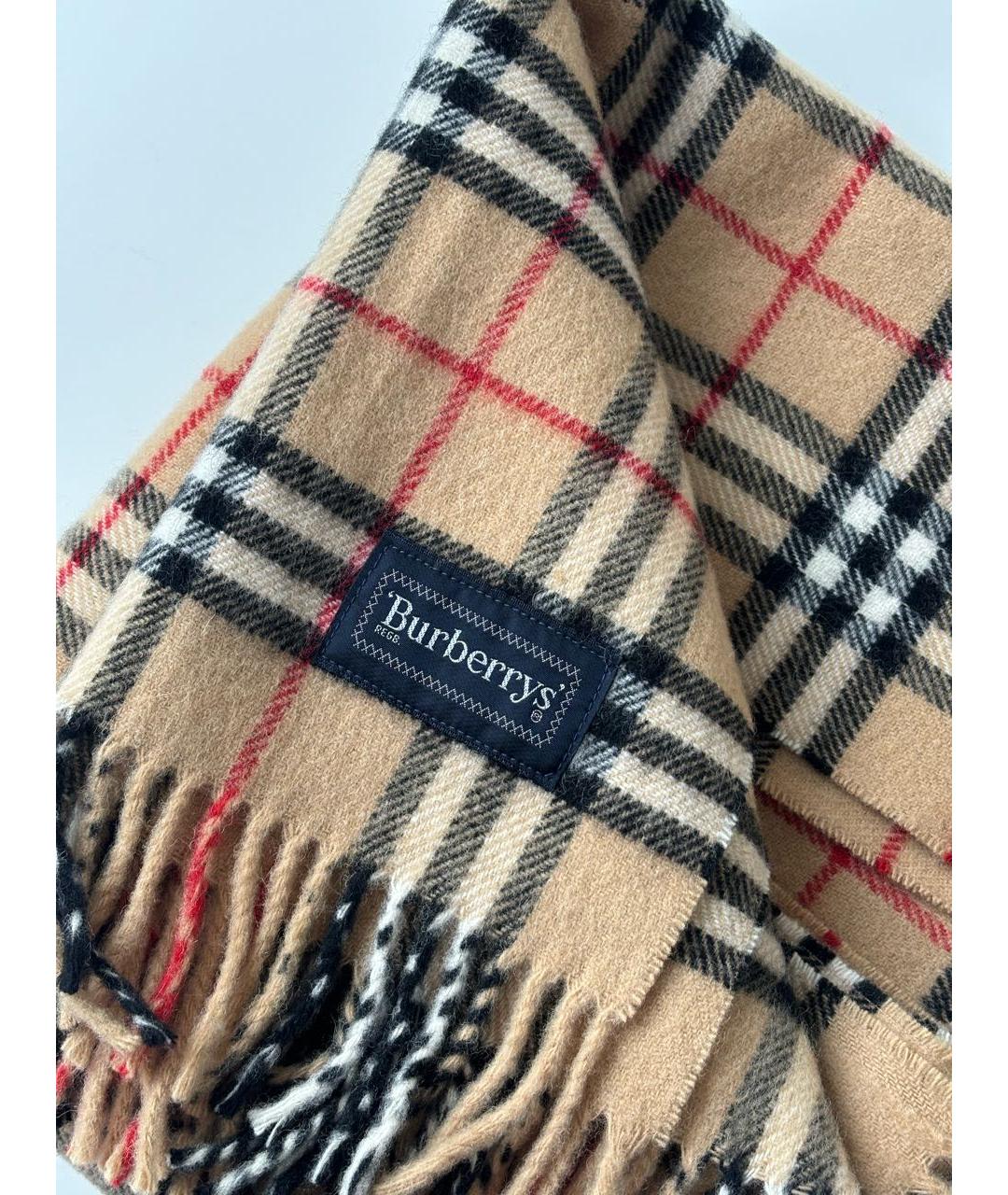 BURBERRY Коричневый шерстяной шарф, фото 3