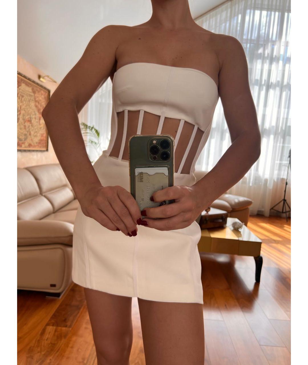 DAVID KOMA Белое вискозное коктейльное платье, фото 5