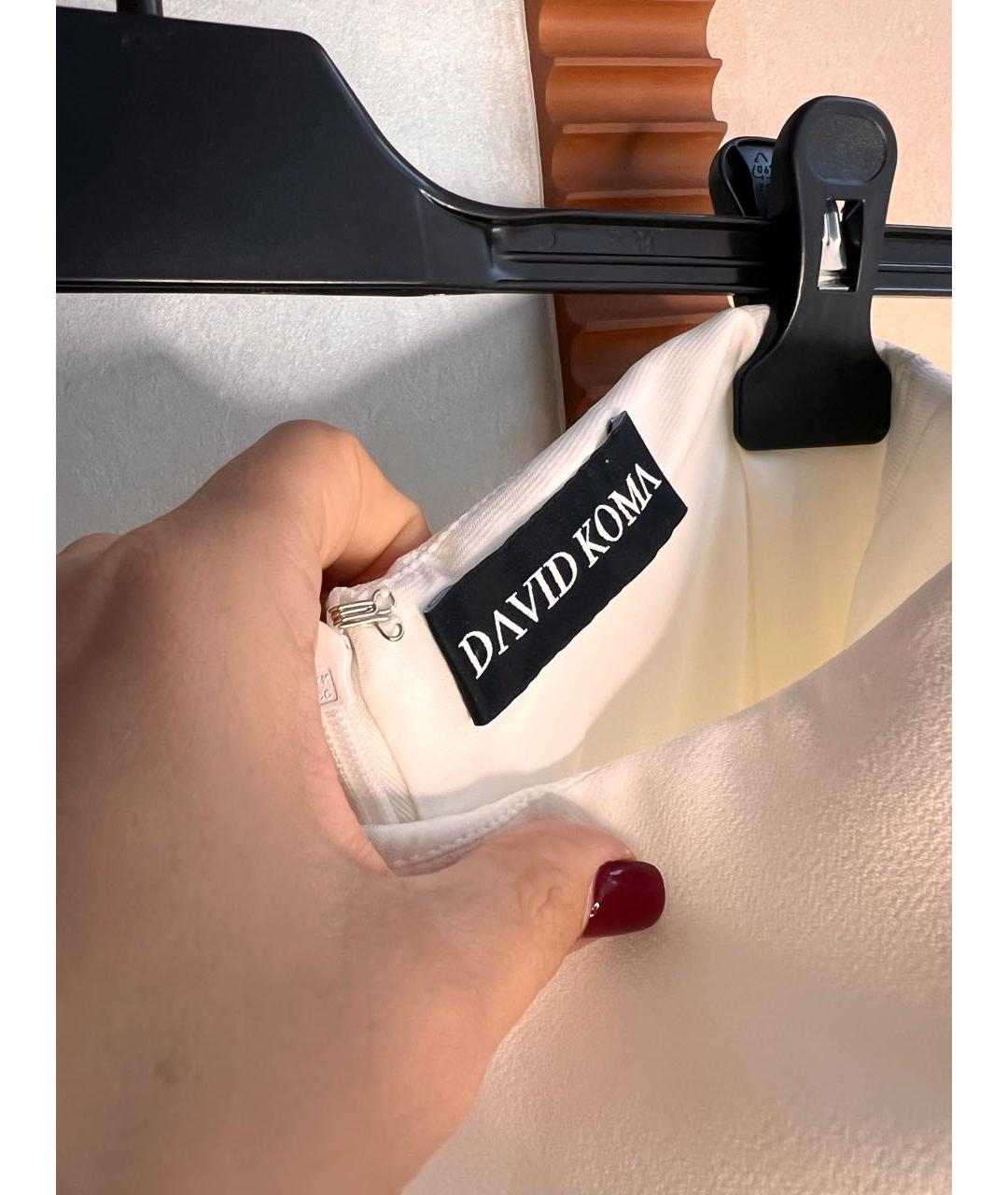 DAVID KOMA Белое вискозное коктейльное платье, фото 4