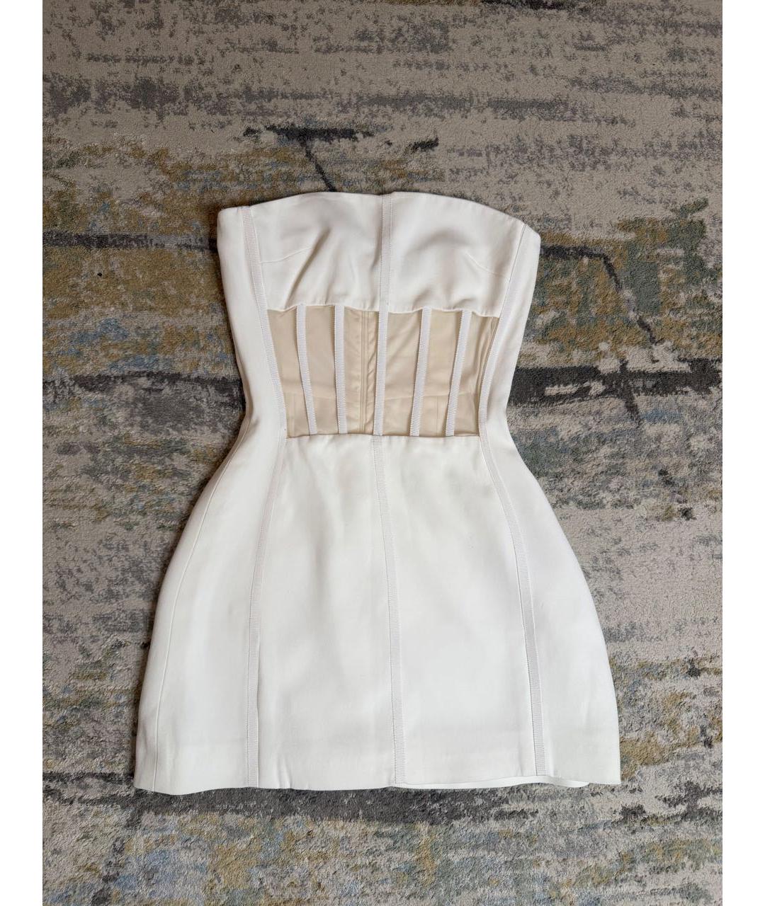 DAVID KOMA Белое вискозное коктейльное платье, фото 6