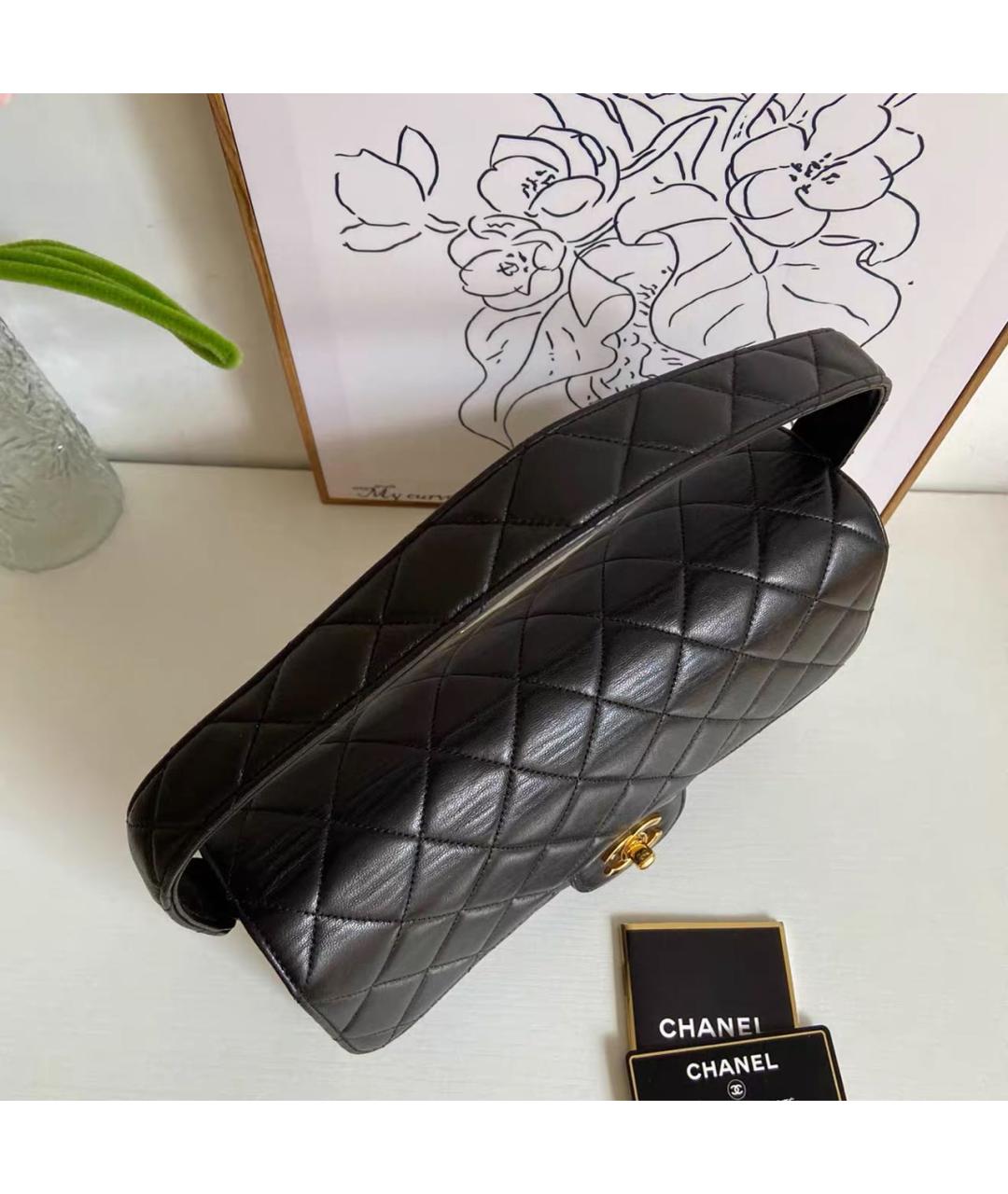 CHANEL Черная кожаная сумка с короткими ручками, фото 5