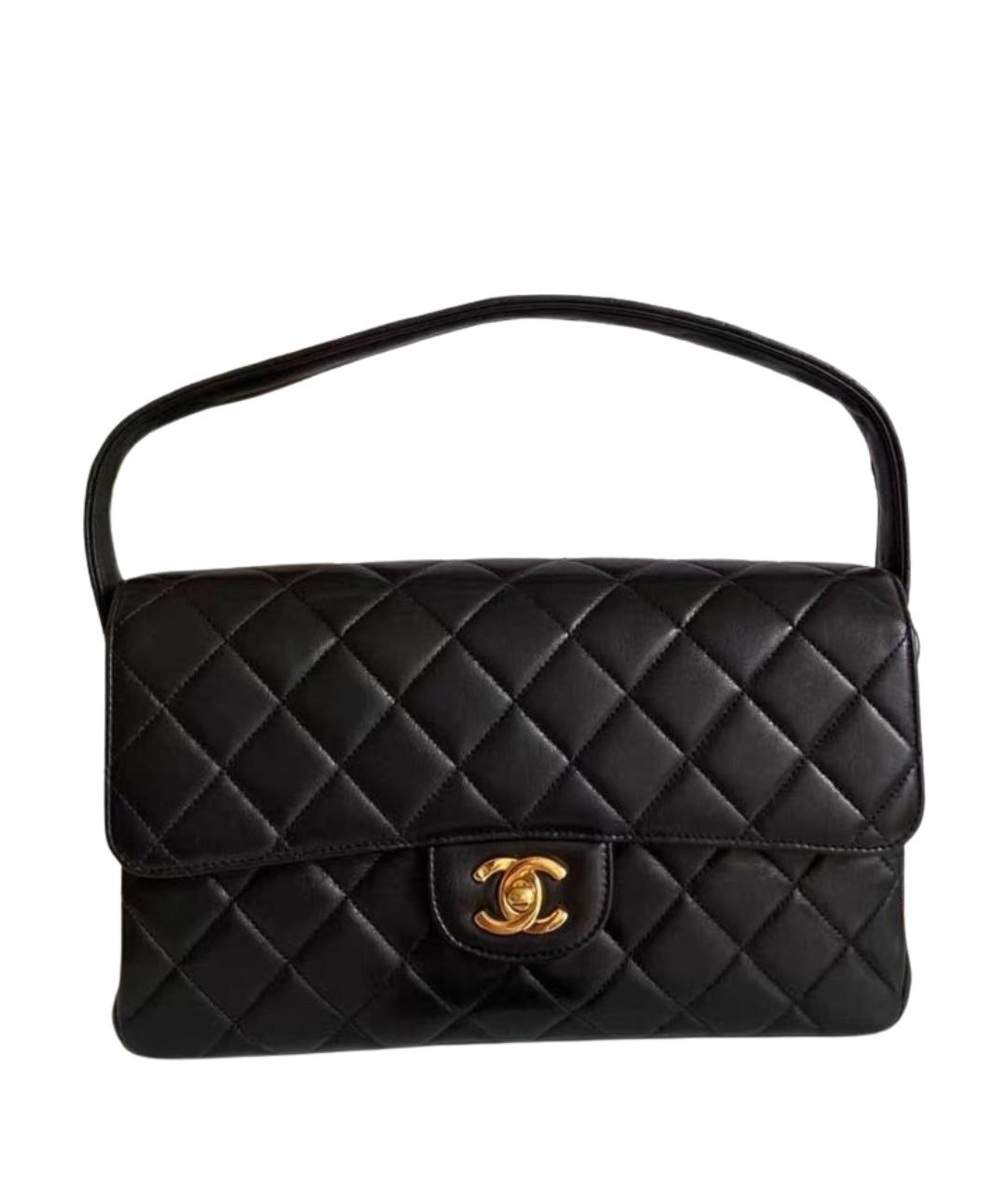 CHANEL Черная кожаная сумка с короткими ручками, фото 1