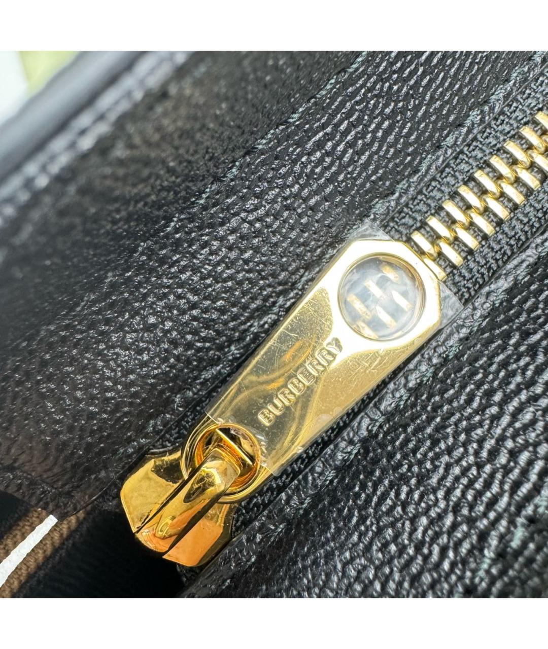 BURBERRY Черная кожаная сумка тоут, фото 6