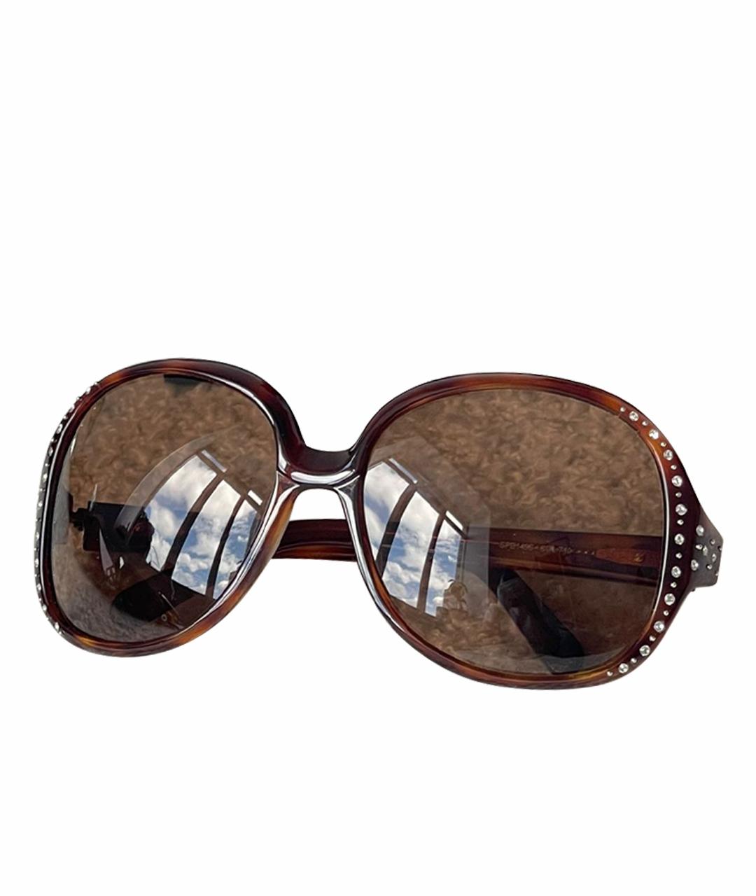 LA PERLA Коричневые пластиковые солнцезащитные очки, фото 1