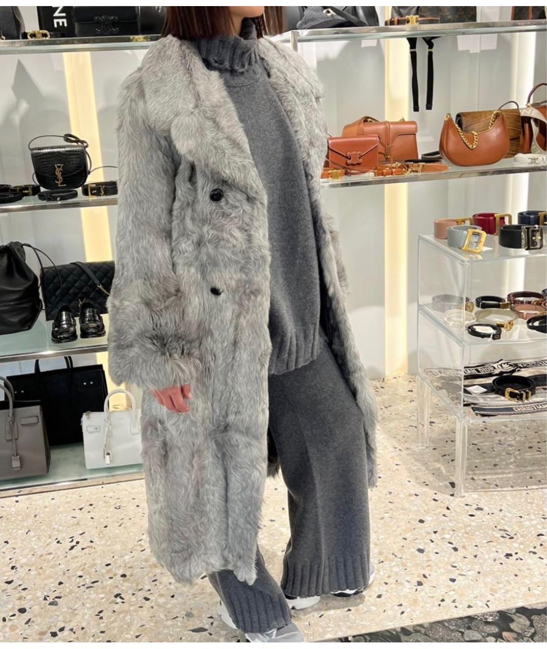 CELINE Серая меховая шуба, фото 2